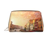 Hermoso organizador de maquillaje con vista al canal de Venecia, listo para viajar, bolsa de aseo portátil para mujer, Gold, Talla única, Neceser