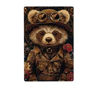 Hermoso Oso, Guapo Oso Steampunk Carteles De Pared De Metal Decoración Pintura De Hojalata Placa Vintage Pared Muestra Placa Para Cerveza Jardín Taller 20X30Cm