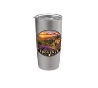 Hermoso paisaje de campos de lavanda de Provenza Vaso térmico de acero inoxidable de doble pared