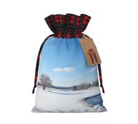 Hermoso paisaje nevado 1 bolsa de Navidad con cordón de 8.3 x 11.8 pulgadas, bolsa robusta para regalos y artículos esenciales de uso diario