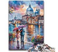 Hermoso Paisaje Urbano en Acuarela Rompecabezas de 1000 Piezas para Adolescentes Juguetes educativos, Juegos antiestrés, Lista de Deseos con Papá Noel (38x26cm)