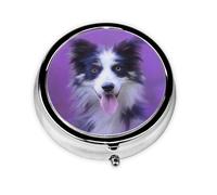 Hermoso pastillero para cachorro Border Collie, estuche para medicamentos con 3 compartimentos, organizador portátil