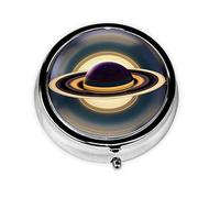 Hermoso pastillero Saturnround, organizador redondo de 3 compartimentos, pastillero portátil para viajes.