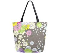 Hermoso patrón de flores silvestres reutilizable bolsa de compras de comestibles bolsa de lona grande plegable lavable bolso de hombro para mujer