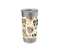 Hermoso patrón de Lhasas Lindo Lhasa Apsos Vaso térmico de acero inoxidable de doble pared