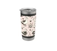 Hermoso patrón de pato floral lindo patos Vaso térmico de acero inoxidable de doble pared