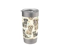 Hermoso patrón de perros Dandie Dinmont Terrier Lindo Dandie Vaso térmico de acero inoxidable de doble pared