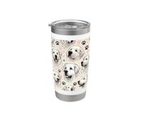 Hermoso patrón de perros Kuvasz húngaros lindo Kuv Vaso térmico de acero inoxidable de doble pared