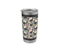 Hermoso patrón floral pug lindo carlino Vaso térmico de acero inoxidable de doble pared