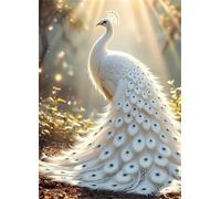 Hermoso Pavo Real Blanco - Puzle de 4000 Piezas - Rompecabezas DIY Pintura, Entretenimiento Creativo, para Adultos Mayores de 14 años Decoración del Hogar