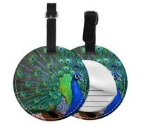 Hermoso pavo real,Etiquetas de equipaje de cuero sintético con nombre, etiquetas de viaje duraderas, 2 unidades