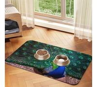Hermoso Pavo Real,Tapete para Comida de Mascotas, manteles Individuales de Cuero sintético para Gatos y Perros,40x60cm