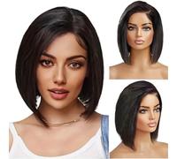 Hermoso Peluca corta y recta for mujer, peinado natural, diario
