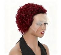 Hermoso Peluca corta y rizada for mujer, naturalmente esponjosa(Red)