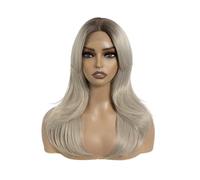 Hermoso Peluca de cosplay recta 20 pulgadas, pelucas rubias ombré for mujeres, sintéticas con frente encaje