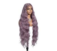 Hermoso Peluca de encaje ondulada 36 pulgadas for mujer, color morado, pelucas sintéticas for cosplay