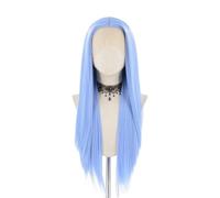 Hermoso Peluca de encaje sintético largo, pelucas rectas color azul claro for mujer, uso diario, fiesta Cosplay(18inches)