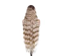 Hermoso Peluca dorada ondulada del cuerpo de la parte cordón ondulado largo 36 "para las pelucas cosplay rubias ombré frente mujeres