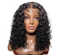 Hermoso Peluca negra media larga for mujer, naturalmente dividida y ondulada, rutina diaria(10inch)