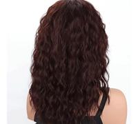 Hermoso Peluca ondulada de agua longitud media for mujeres con flequillo perezoso y cabello rizado, vida diaria personalizada(B)