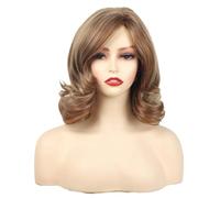 Hermoso Peluca ondulada de color marrón claro con abertura lateral longitud media for mujer, estilo natural y elegante, adecuada for desplazamientos diarios en el lugar trabajo