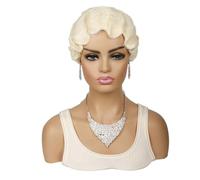 Hermoso Peluca ondulada vintage for mujer, moderna y cómoda(Blanco)