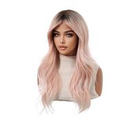 Hermoso Peluca sintética Natural de capas largas elegantes for mujer, pelo Cosplay uso diario con flequillo