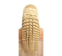Hermoso Pelucas delanteras de encaje HD onda profunda rubia cabello humano 250 densidad pre desplumada for mujeres(34inches)