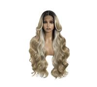 Hermoso Pelucas delanteras de encaje ondulado cuerpo largo 30 ", resaltado rubio marrón degradado, resistente al calor for mujeres