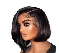 Hermoso Pelucas delanteras del cordón de las pelucas sin cola cortas rectas cabello humano frente la densidad 13x6 HD 250%(16inches)