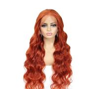 Hermoso Pelucas frontales de encaje transparente HD densidad 200 del cabello humano la onda cuerpo jengibre 13x4 pre desplumadas for las mujeres(32inches)