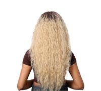 Hermoso Pelucas rizadas rubias de la peluca sintética del frente cordón 13 * 1 con el pelo natural onda profunda larga las raíces oscuras