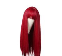 Hermoso Pelucas sintéticas rectas largas rojas for mujeres pelo falso colorido del partido de Cosplay con flequillo
