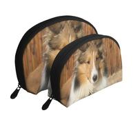 Hermoso Perro de Raza Sheltie, Bolsa de Maquillaje de Concha, Monedero pequeño para Mujer, Bolsa de artículos de tocador, Bolsa de cosméticos, 2 Piezas