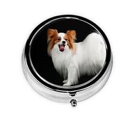 Hermoso perro Papillon, pastillero, pastillero cuadrado para bolsillo o monedero, pastillero pequeño, organizador de pastillas de viaje