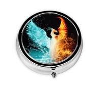 Hermoso Phoenix. Este pequeño pastillero redondo de viaje de tres compartimentos es perfecto para almacenar medicamentos diarios, vitaminas y sobre la marcha.