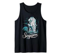 Hermoso Recuerdo de Viaje de Singapur Asia Merlion Lion Camiseta sin Mangas