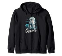 Hermoso Recuerdo de Viaje de Singapur Asia Merlion Lion Sudadera con Capucha