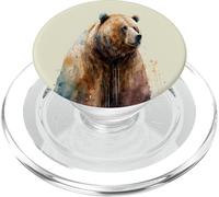 Hermoso Retrato de Oso Pardo Acuarela PopSockets PopGrip para MagSafe
