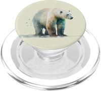 Hermoso Retrato de Oso Polar Acuarela PopSockets PopGrip para MagSafe