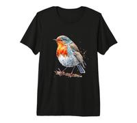 Hermoso Retrato de petirrojo Acuarela Camiseta Premium