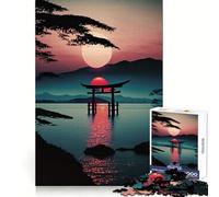 Hermoso Rompecabezas de 1000 Piezas con diseño de Atardecer en Japón para adultosIdeal para desarrollar la Capacidad analítica, un pasatiempo Tranquilo y un Regalo Festivo (38x52cm)