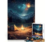 Hermoso Rompecabezas de 1000 Piezas Noche de Acampada para Adolescentes, Sharp Recall Serene Escape Uniform Cut Perfect Xmas (50x75cm)