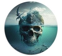 Hermoso Rompecabezas de Calavera para Adultos, 1000 Piezas, Redondo, para Principiantes, Ideal para cumpleaños y Regalos Festivos, 67,5 x 67,5 cm
