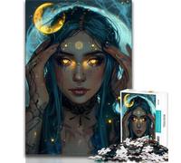 Hermoso Rompecabezas de Chica de Anime con Luna de 1000 Piezas para Adolescentes, Regalo, Alivio del estrés, desafío difícil, Mejora el Amor Entre Parejas, 38x26cm