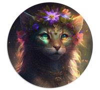 Hermoso Rompecabezas de Gato de 1000 Piezas. Rompecabezas Redondo de 1000 Piezas para Adultos. Diseño intrincado para Adolescentes. Decoración DIY y diversión para estimular el Cerebro. 67,5x67,5cm.