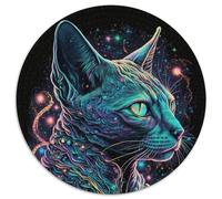 Hermoso Rompecabezas de Gato de la Jungla de 1000 Piezas, Rompecabezas Redondo de 1000 Piezas para Adultos, decoración artística DIY, Regalo de cumpleaños, 67,5 x 67,5 cm