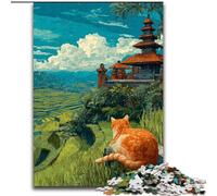 Hermoso Rompecabezas de Gato Naranja de 1000 Piezas para Adultos, Regalos, Juegos relajantes Que fomentan el Amor en Pareja para Mayores de 14 años (50x75cm)