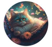 Hermoso Rompecabezas de Gato Persa para Adultos, 1000 Piezas, Rompecabezas Redondo Actividad Familiar, Rompecabezas, decoración del hogar, Regalo navideño (67,5x67,5cm)