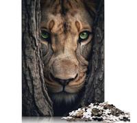 Hermoso Rompecabezas de Leona escondida, Divertido Rompecabezas de cartón Premium para Adultos y Adolescentes, 1000 Piezas (26 x 38 cm)